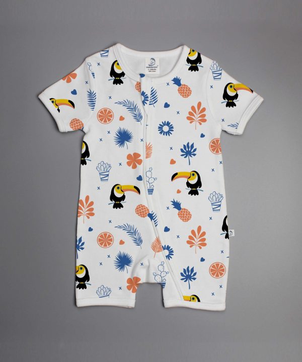 Toucan Forest short sleeve zipsuit-imababywear